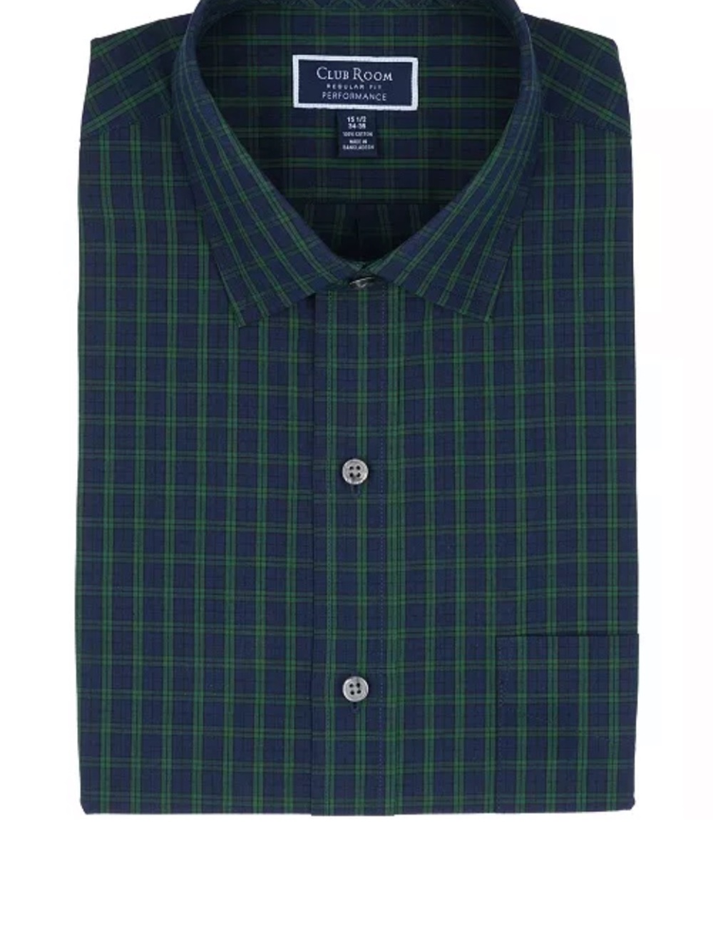 Club Room Men's Navy Tartan Dress Shirt! 17.5-2/3. NWT